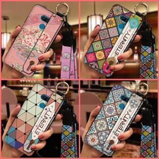 奢華創意LG K50/X6/K12 Max/Q60手機殼情侶矽膠腕帶軟殼掛繩復古防塵指環新款男女款純色質感簡約支架散熱