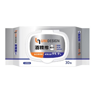 UNIDESIGN酒精擦濕巾30抽（酒精濕巾）3入