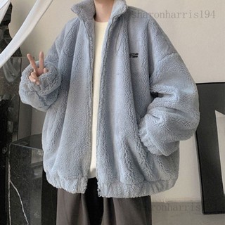 大尺碼刷毛外套大尺碼毛絨夾剋毛茸茸外套禦寒外套加肥加大羔羊絨外套男款鼕季韓版寬鬆潮流帥氣男鼕裝刷毛加厚外套rris194