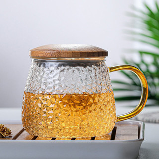 辦公室喝水杯泡茶杯玻璃馬克杯玻璃水杯[S427]玻璃杯子水杯茶水分離杯過濾泡茶杯帶蓋帶把加厚耐熱男女辦公家用