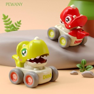 PEWANY按回車玩具車,卡通片哨按下即走恐龍模型,可愛的安全塑膠推恐龍壓背車幼稚園