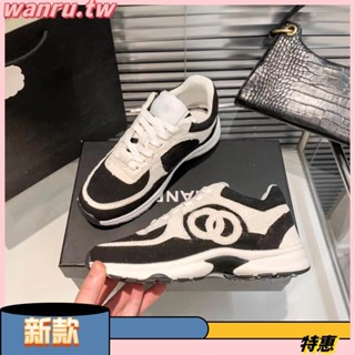 2023新款小香風字母印花熊貓運動鞋女拼色厚底休閒C家老爹鞋Ins風