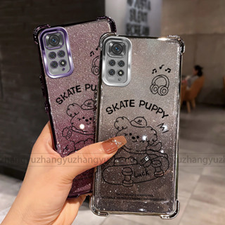 Redmi Note 11 11s pro 4G 5G手機殼滑板車小狗四角閃光紙矽膠TPU透明軟殼HBC手機殼