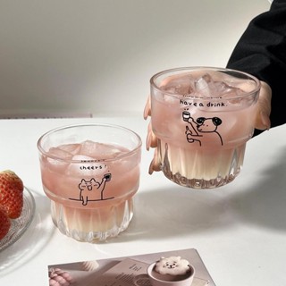 🚀臺灣出貨🚀熱銷 ins風原創可愛小狗玻璃杯 喝水杯子 牛奶杯 咖啡杯 早餐燕麥杯 卡通果汁杯 飲料杯