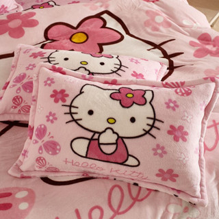 🚀臺現🚀 寶寶 枕套 Hello Kitty法萊絨兒童凱蒂貓卡通法蘭絨單人珊瑚枕頭套30乘50
