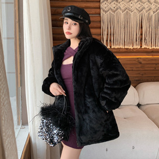 實拍獺兔毛外套女2024年冬季新款毛毛絨皮草外套短款寬鬆顯瘦百搭