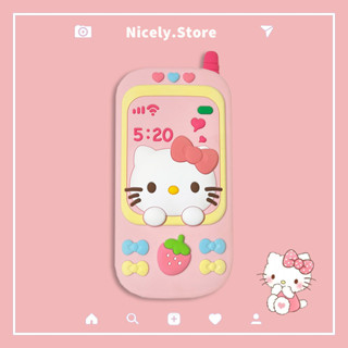 可愛的Hello Kitty電話矽膠模型手機殼相容iPhone 16 15 14 13 12 Pro Max 推拉後蓋