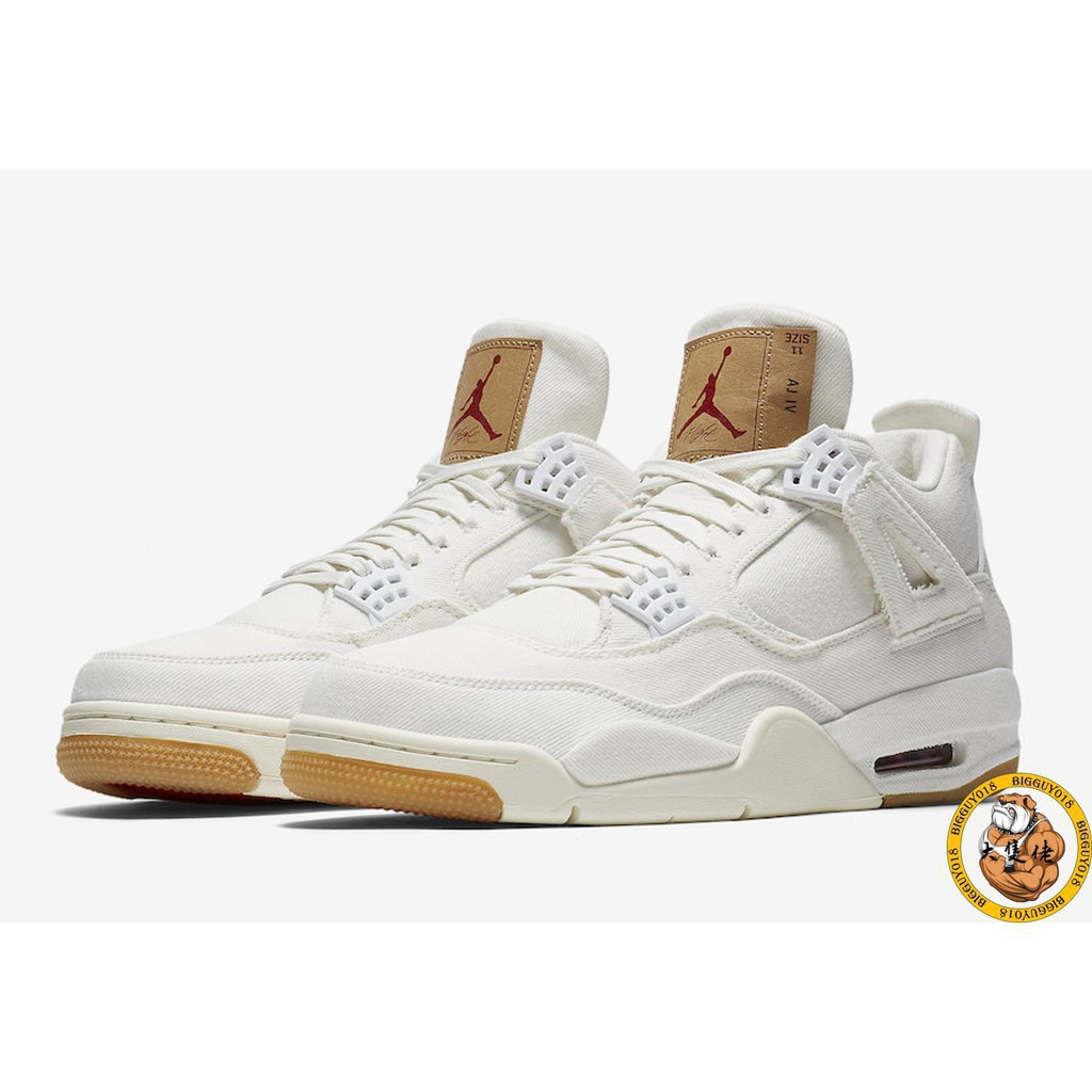 2023新款Air Jordan 4複古NRG Levi's AJ4白色牛仔聯閤品牌第四代AO2571-100籃球運動鞋