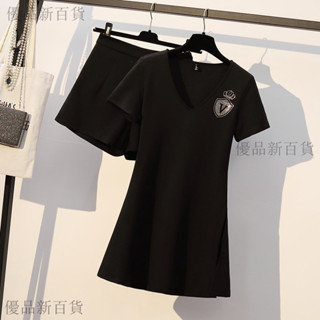 女裝兩件式套裝新款夏季女裝韓版寬鬆時尚兩件套裝女休閑短袖上衣+短褲套裝女