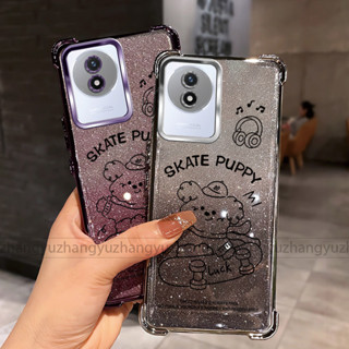 VIVO Y02 Y02t Y02a手機殼滑板車小狗四角閃光紙矽膠TPU透明軟殼HBC手機殼