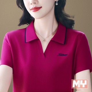 短袖女t恤2025夏季寬鬆洋氣運動polo衫休閒上衣短袖polo衫 有領子上衣 夏季短袖顯瘦短袖T恤 韓系t恤