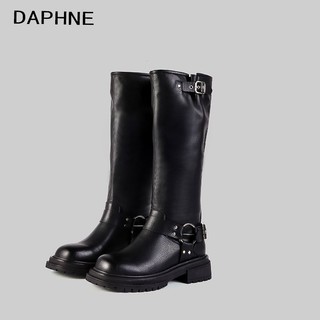 DAPHNE達芙妮爆款英倫風個性舒適簡約圓頭長靴 馬丁靴女 女鞋 包鞋 女生高筒鞋 休閒皮鞋女 高筒鞋 皮鞋