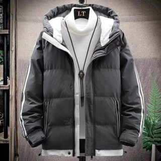 KK男裝 臺灣現貨 冬天外套 男士羽絨棉服2024冬季新款棉襖潮牌短款防風保暖加厚棉衣連帽外套