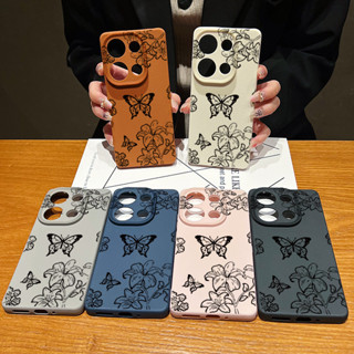 小米 Poco X6 M6 Pro Redmi Note14Pro+ 13T 12Pro 11S黑色蝴蝶仿皮紋防震手機殼