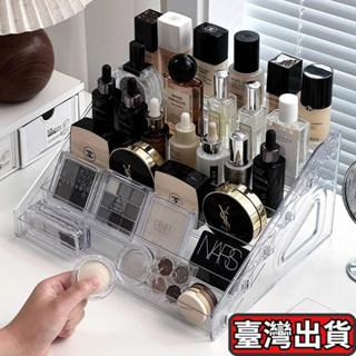 ✈️臺彎出貨💌指甲油收納盒階梯式收納架多層收納架化妝品置物架桌麵多層亞剋力護膚品收納盒階梯式口紅眼影盤整理架