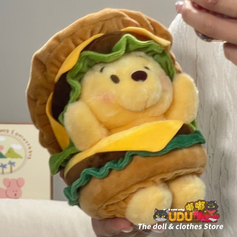 🍔现货🍔創意新款 漢堡維尼熊 卡通 漢堡噗噗小熊玩偶 穿衣漢堡小熊 維尼熊毛絨玩具 天使維尼熊 安撫玩偶 生日禮物