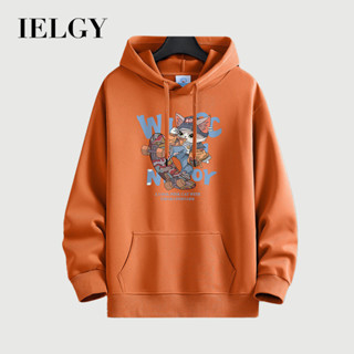 IELGY 13 色加大碼棉質連帽毛衣男士新款口袋寬鬆休閒中性上衣滑板貓印花
