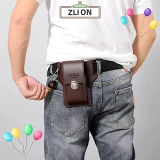 ZLION1男士皮帶皮套,純色PU手機腰包,復古皮包