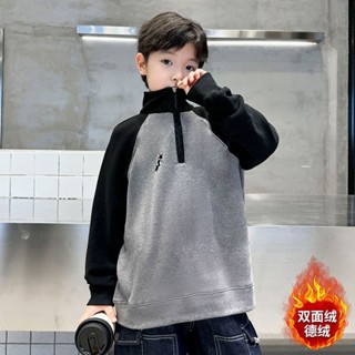 【臺灣精選】 男童德絨打底衫秋冬款2025新款中大童加厚冬季兒童半高領拉鍊上衣 熱銷