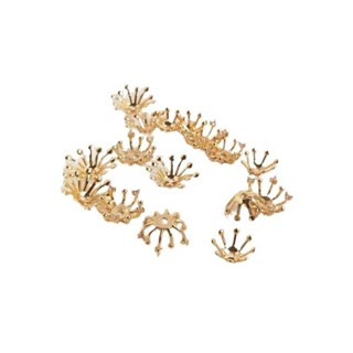 宏雲Hongyun-Ala新品-14k包金保色花托花帽配件微鑲鋯石髮簪配飾花蕊珠託diy手工材料