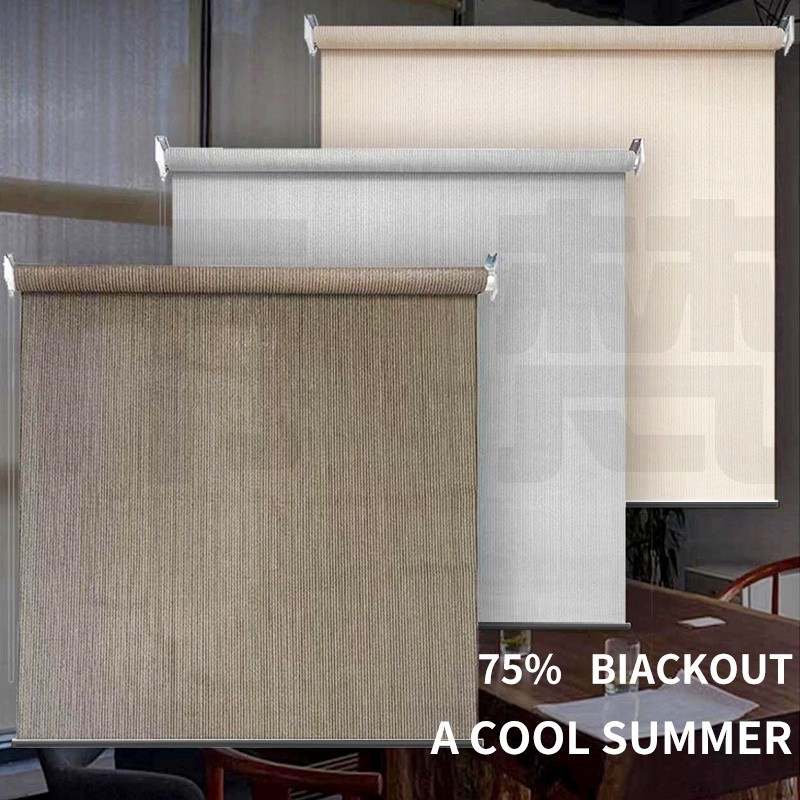 台灣發貨 戶外捲簾 透氣窗簾 遮陽防紫外線透氣半遮光捲簾庭院花園隔夯簾客廳辦公室臥室窗簾