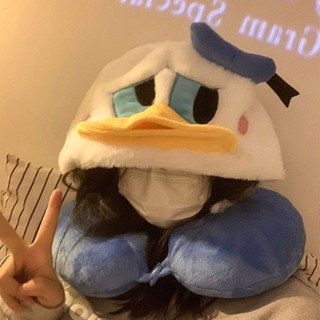 【現貨】可愛卡通二合一卡通連帽U型枕可愛毛絨護頸枕辦公室午休枕頭 學生周邊 辦公室 送禮
