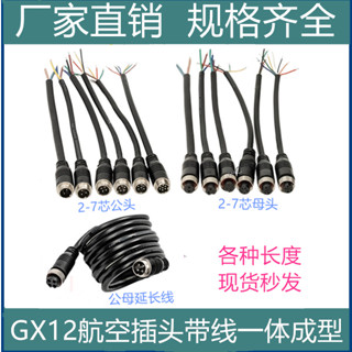 購滿99出貨 臺灣出貨 GX12航空插頭注塑式電纜防水公母接頭多功能延長線可定製廠家直供