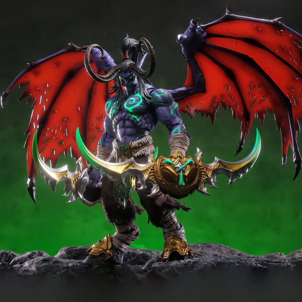 惡魔獵手 伊利丹•怒風 魔獸世界系列GK手辦 桌面潮玩裝飾模型雕像 高度還原遊戲角色大手辦 優質精美包裝款玩具禮物