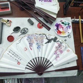 #臺灣發出#中國梅花古風摺扇雙麵10牡丹花京劇古裝兒童戲曲舞蹈錶演扇子