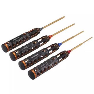 4 件遙控模型汽車維修工具硬質合金鋼金屬六角螺絲刀工具 1.5/2.0/2.5/3.0mm 用於遙控模型汽車飛機船
