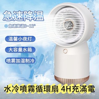 【新店促銷/現貨】水冷迴圈噴霧製冷小風扇迷你桌麵風扇USB加濕長續航小電風扇