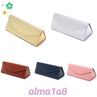 ALMA1A8三角太陽鏡盒,PU皮革防水眼鏡盒,便攜式純色折疊婦女