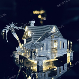 海灘小屋 3D立體金屬建築拚圖DIY手工製作拚裝模型指尖玩具小擺件