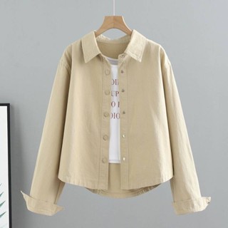 【Season Wardrobe】短款牛仔外套春夏季新款韓版寬鬆百搭長袖襯衫工裝夾克上衣女