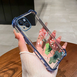 【蓮花】外殼 iPhone 13 14 pro max 14 PLUS 手機殼矽膠四角保護透明殼 HH