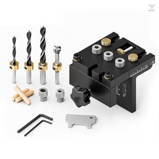 Toyutw)3in1 木工鑽孔定位器鋁合金打孔定位器木片導向夾具 0-15mm 夾持範圍木工 DIY 板拼接工具