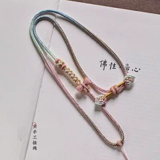 高階吊墜繩手編桃花蝴蝶結毛衣項鍊女款翡翠玉佛蜜蠟黃金吊飾繩子