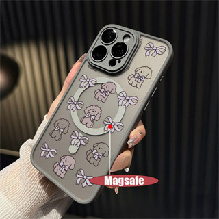 HP Iphone 15 promax 手機殼小兔子戴絲帶攝像頭支援無線充電 magsafe 硬磨砂手機殼適用於 11