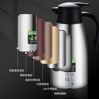 304不鏽鋼真空保溫壺暖水瓶歐式咖啡壺熱水瓶家用2L