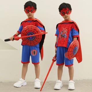 九萬優選臺灣熱賣【3352】六一兒童節錶演齣服蜘蛛俠套裝幼兒園cospla角色扮演夏季純棉衣服