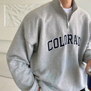 半美式衛衣男美式潮牌春秋式複古情侶上衣寬鬆百搭外衣Half zip hoodie男裝時尚品牌春秋復古愛20250512
