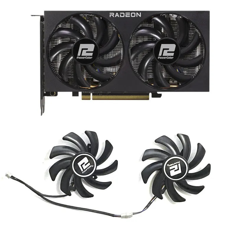 全新適用於 POWERCOLOR Radeon RX7600 8GB Fighter 競技版顯卡更換風扇