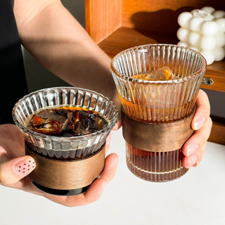 現貨【玻璃杯】掛耳咖啡杯 冰美式 拿鐵杯子 高階感 家用 透明玻璃水杯 防燙 茶杯 高顏值