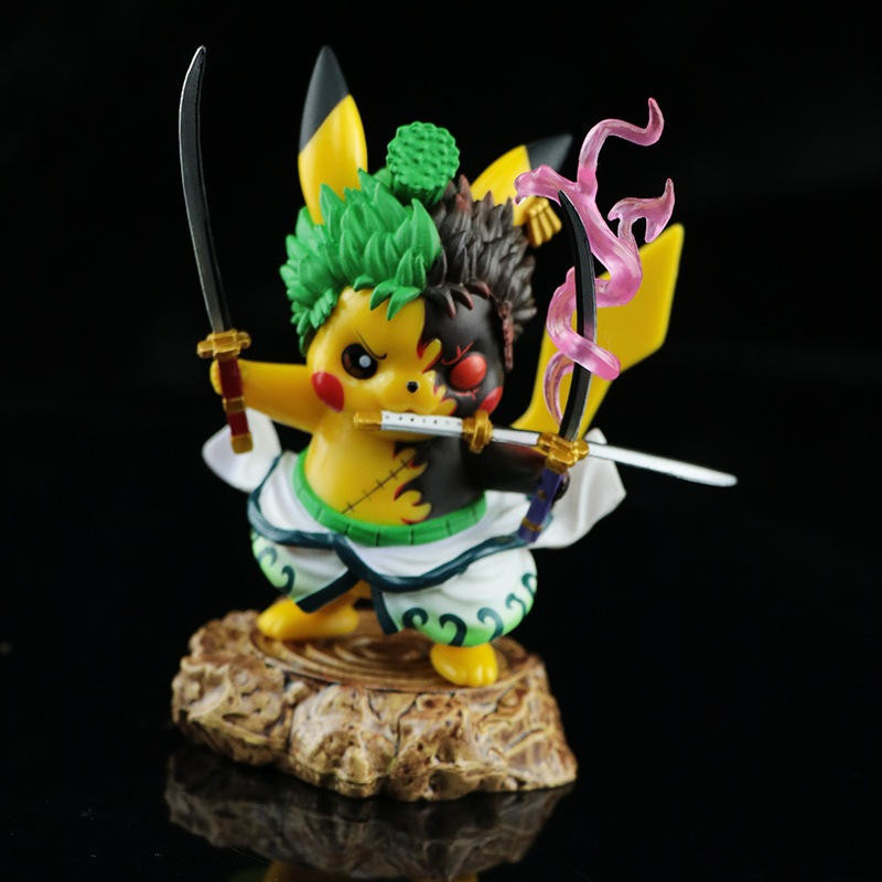 跨境新品 索隆皮卡丘 閻魔皮卡丘 cos皮卡丘 變裝皮卡丘 車載擺件 航海王皮卡丘 GK海賊王和服索隆cos變裝皮卡丘