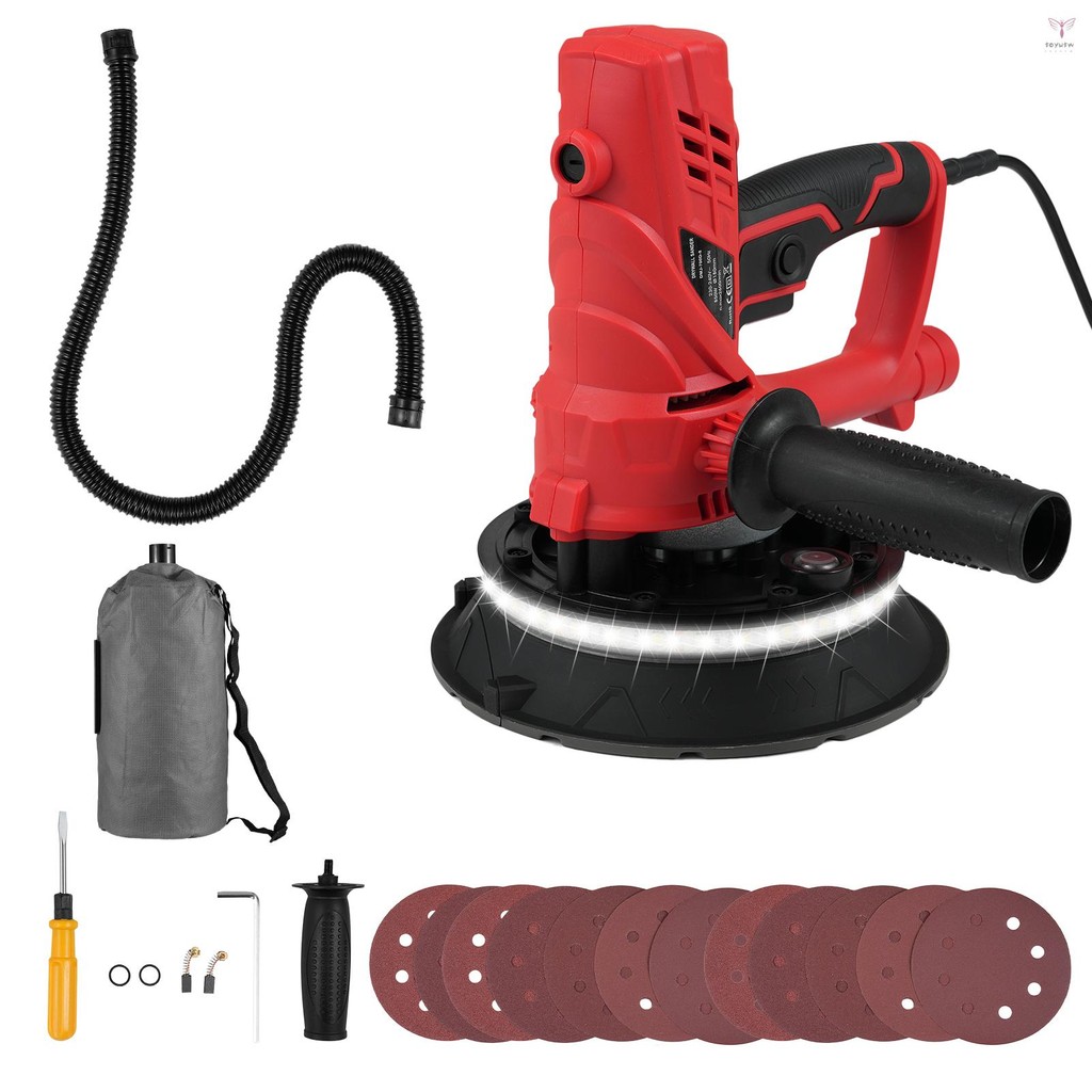 手持式石膏板砂光機 850W 電動砂光機,帶 12 片砂輪變速 1500-2600 RPM 壁式砂光機,帶自動真空吸塵系