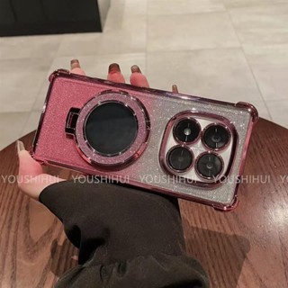 冰晶閃粉鏡子支架 四角防摔殼 手機殼 適用 紅米 Note 14 13 12 11S 10 9 Pro 13C 12C