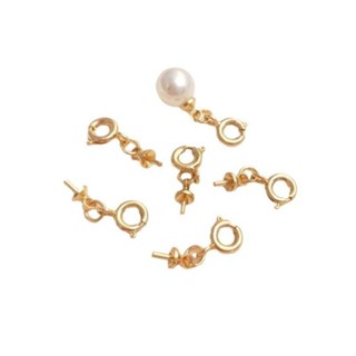 宏雲Hongyun-Ala新品-保色14k包金萬能扣彈簧扣水晶珍珠半孔珠託吊墜扣手工diy飾品配件