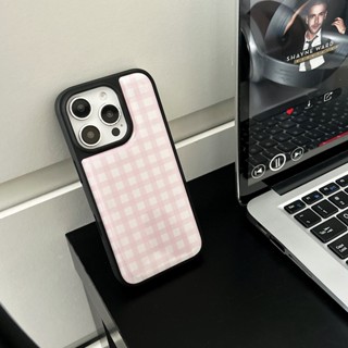 粉色小格子手機殼防摔手機殼適用於 iPhone 16 Promax 15 Promax 11 12 13 14plus