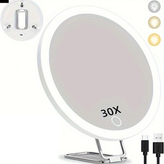 ANTIONE 帶燈放大鏡,360° 可調節支架吸盤 LED 化妝鏡,旅行友好型可折疊高畫質 3 色燈照明放大鏡旅行