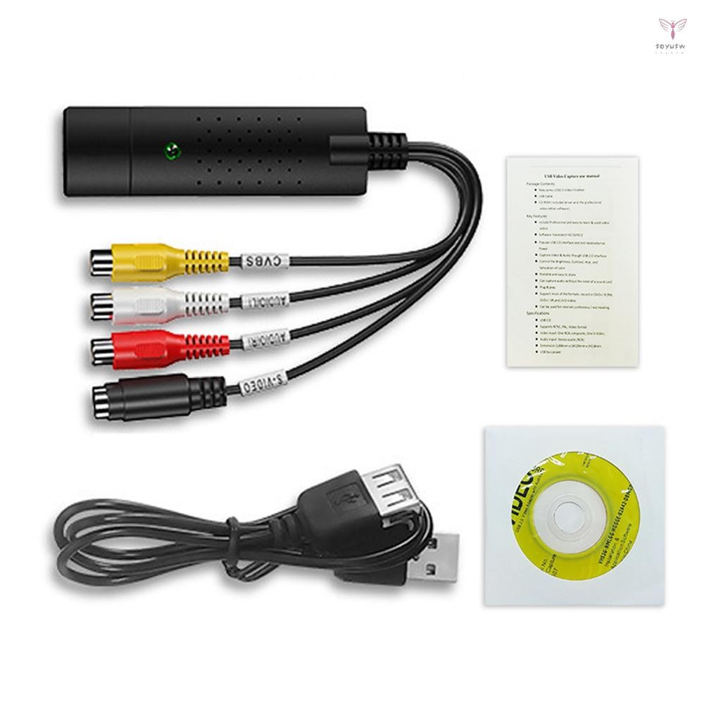 Vhs轉數字轉換器usb 2.0視頻轉換器音頻採集卡VHS盒VHS錄像機電視轉數字轉換器支持Win 7/8/10